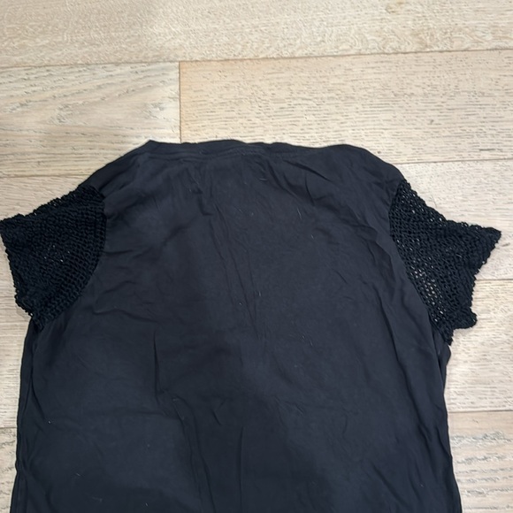 LF mesh net short sleeve v-neck tee black S Small - Picture 2 of 2